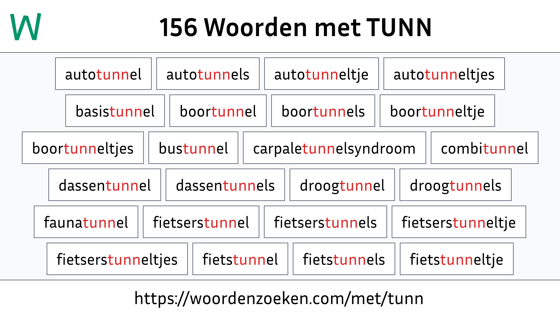 Woorden met TUNN
