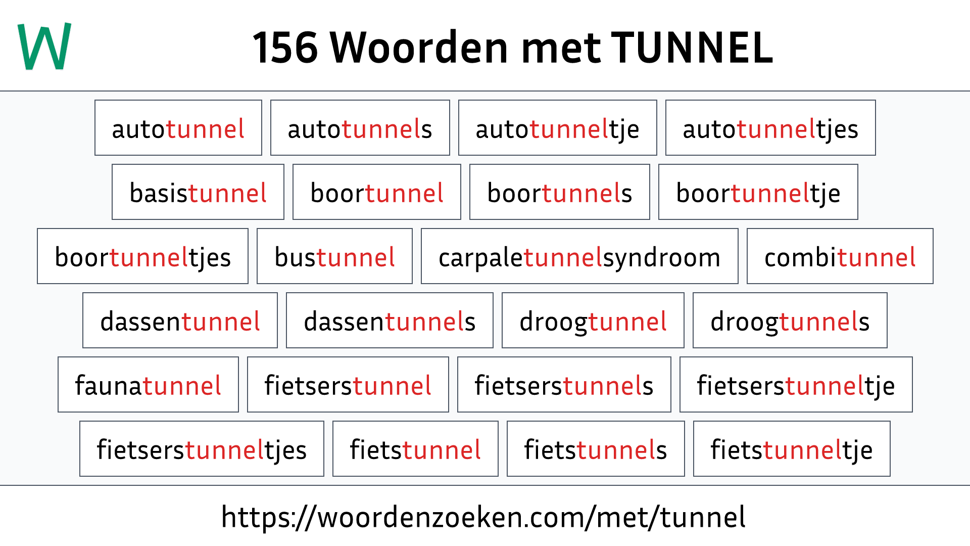 Woorden met TUNNEL