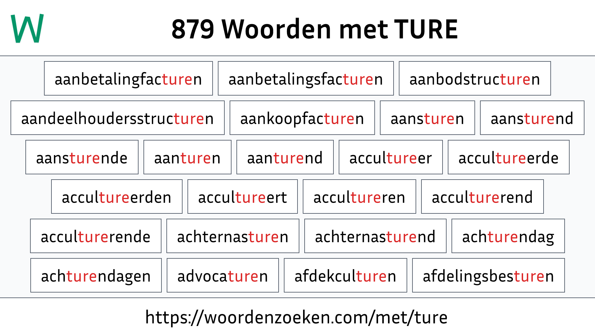 Woorden met TURE