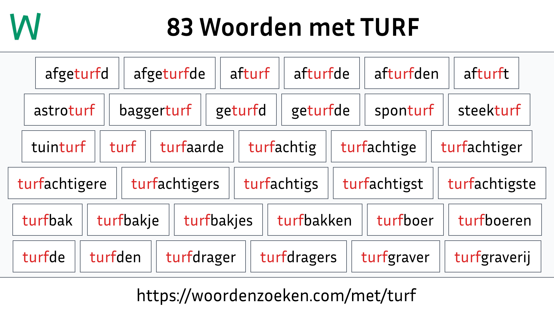 Woorden met TURF