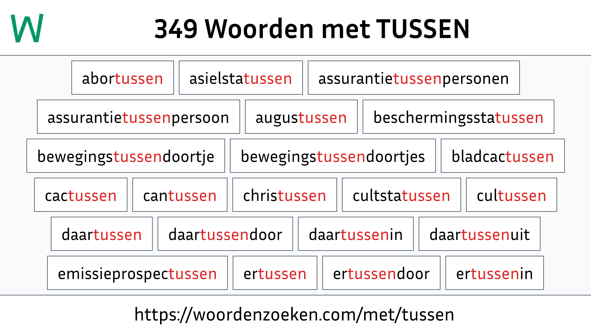 Woorden met TUSSEN