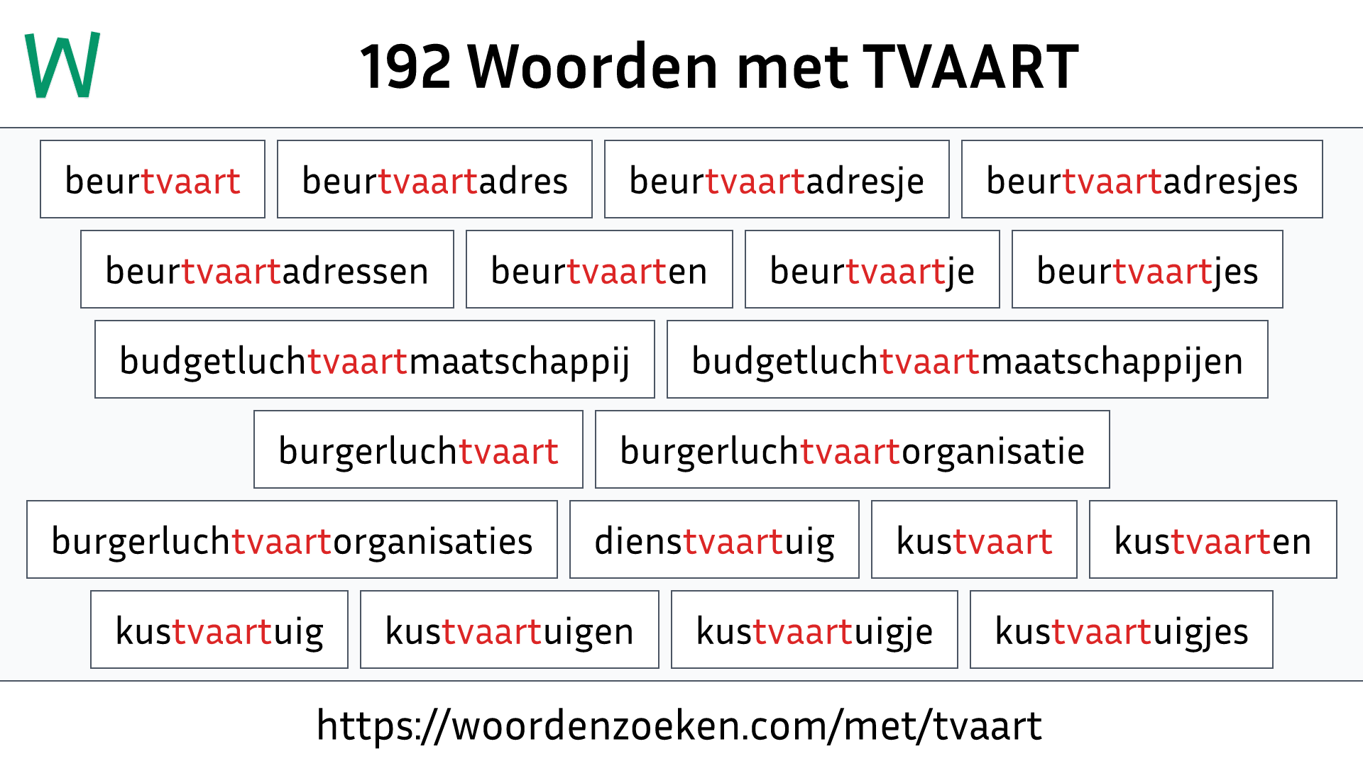 Woorden met TVAART