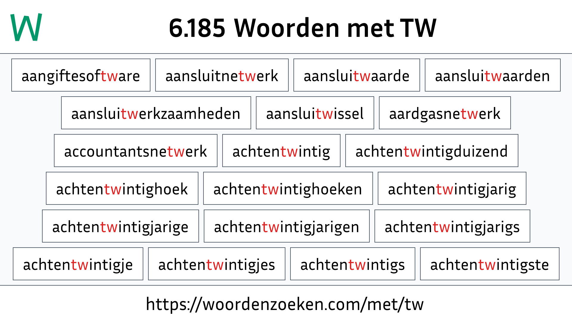 Woorden met TW