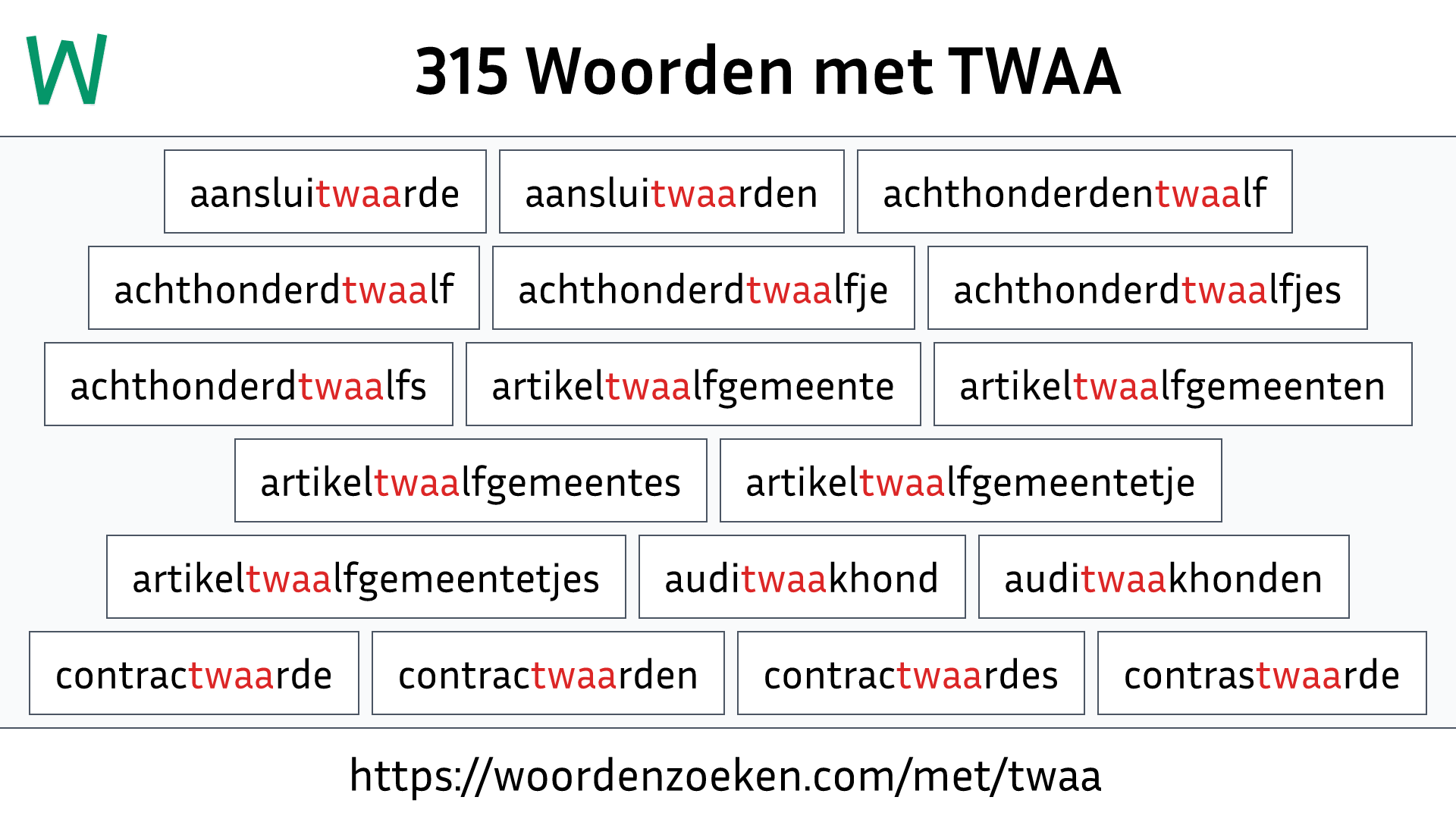 Woorden met TWAA
