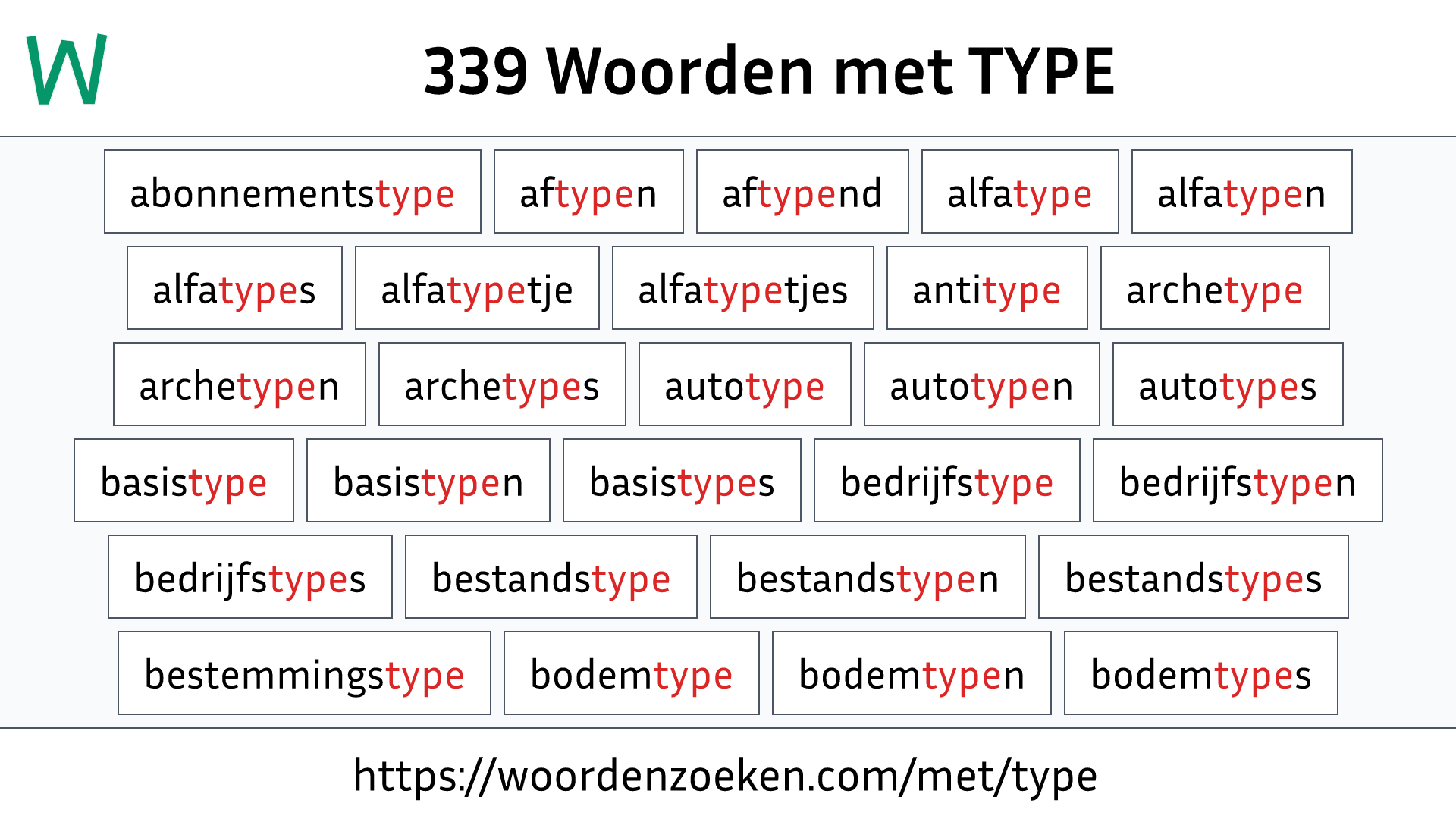 Woorden met TYPE