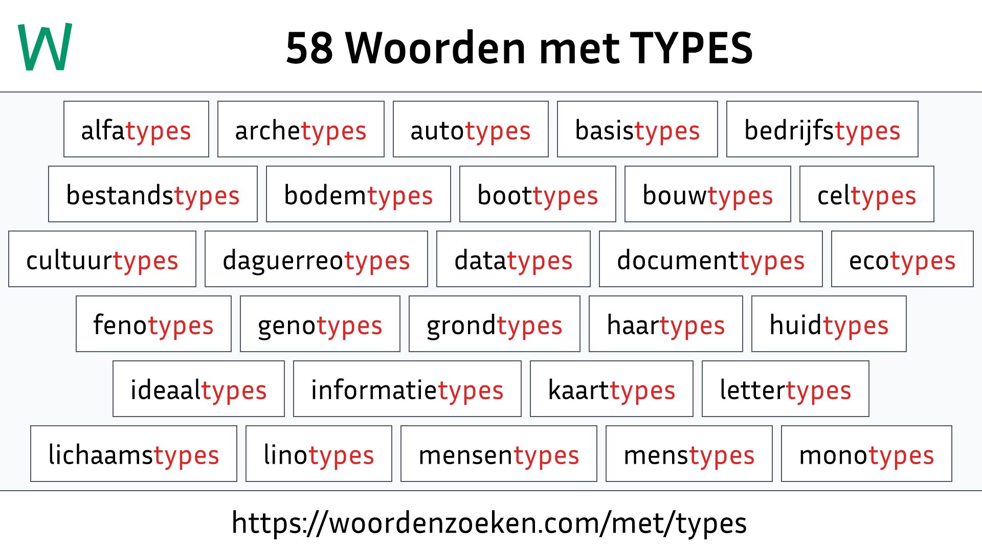 Woorden met TYPES