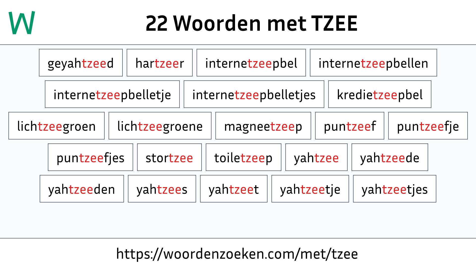 Woorden met TZEE