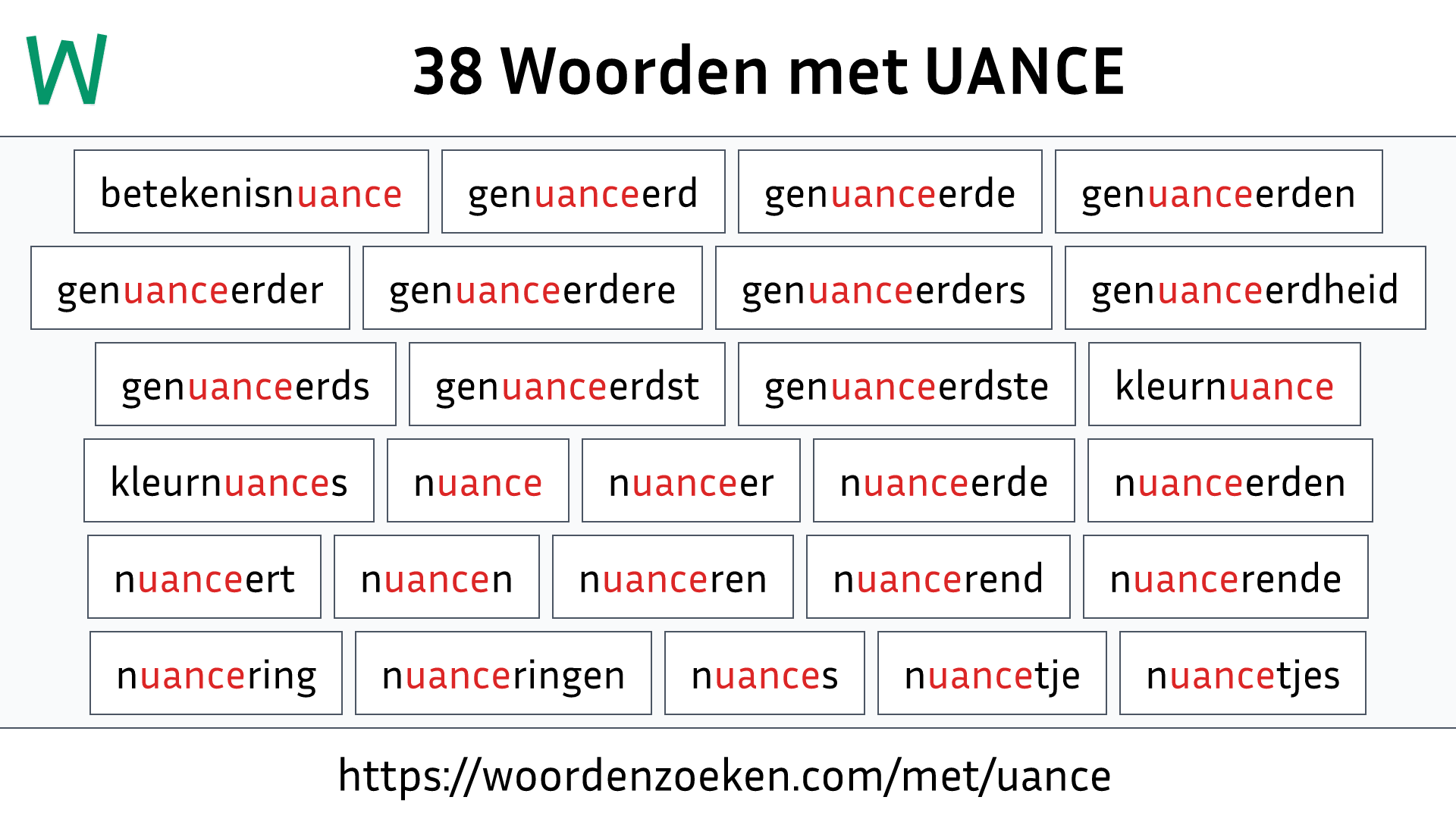 Woorden met UANCE