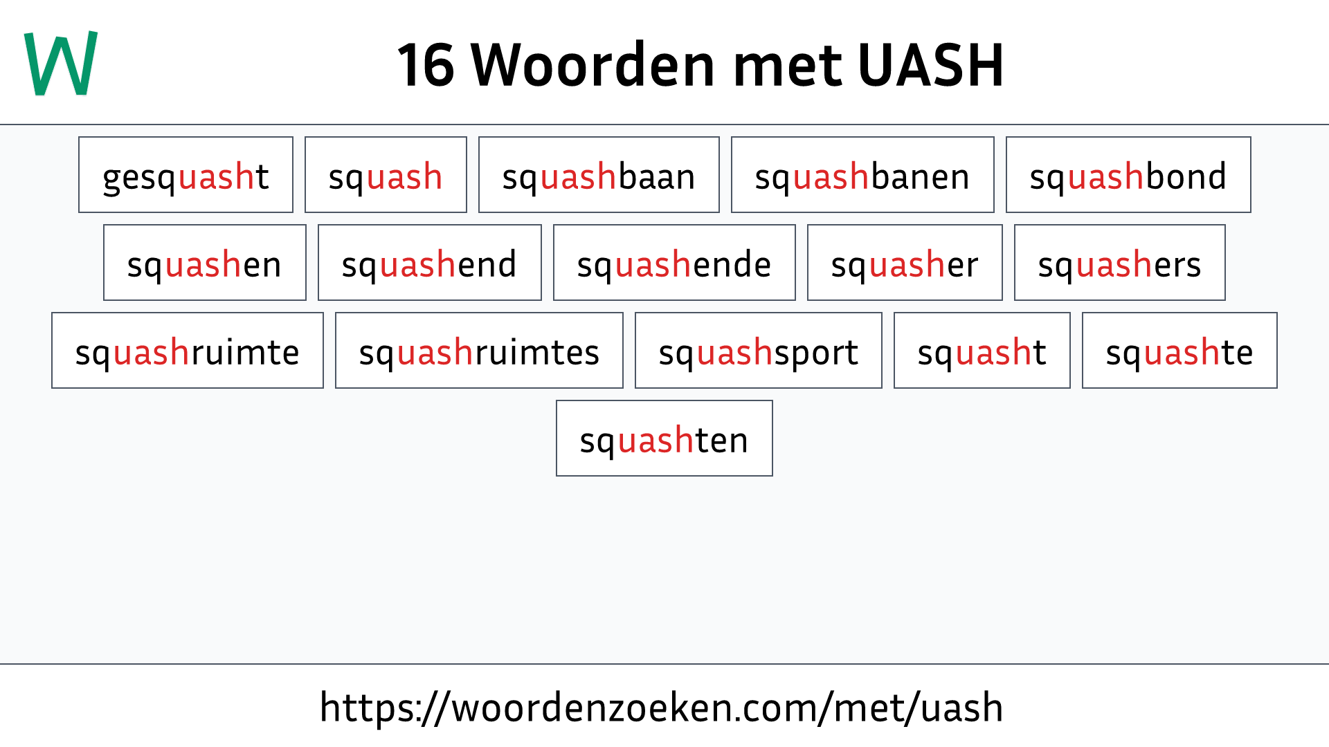Woorden met UASH