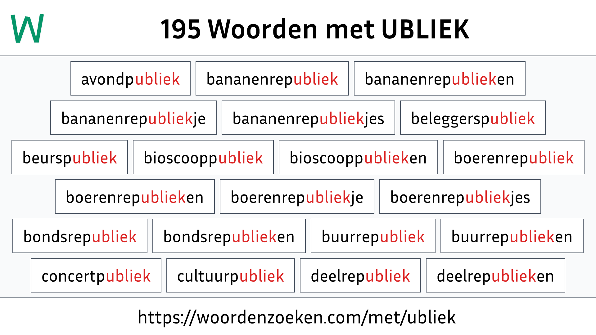 Woorden met UBLIEK