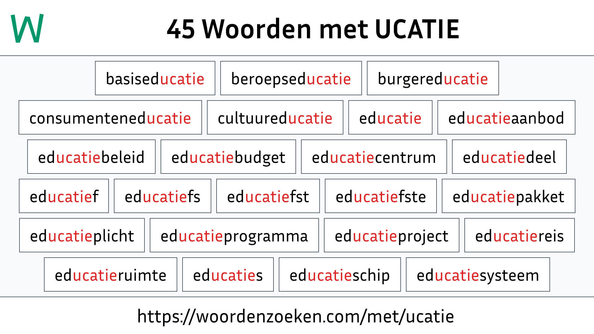 Woorden met UCATIE