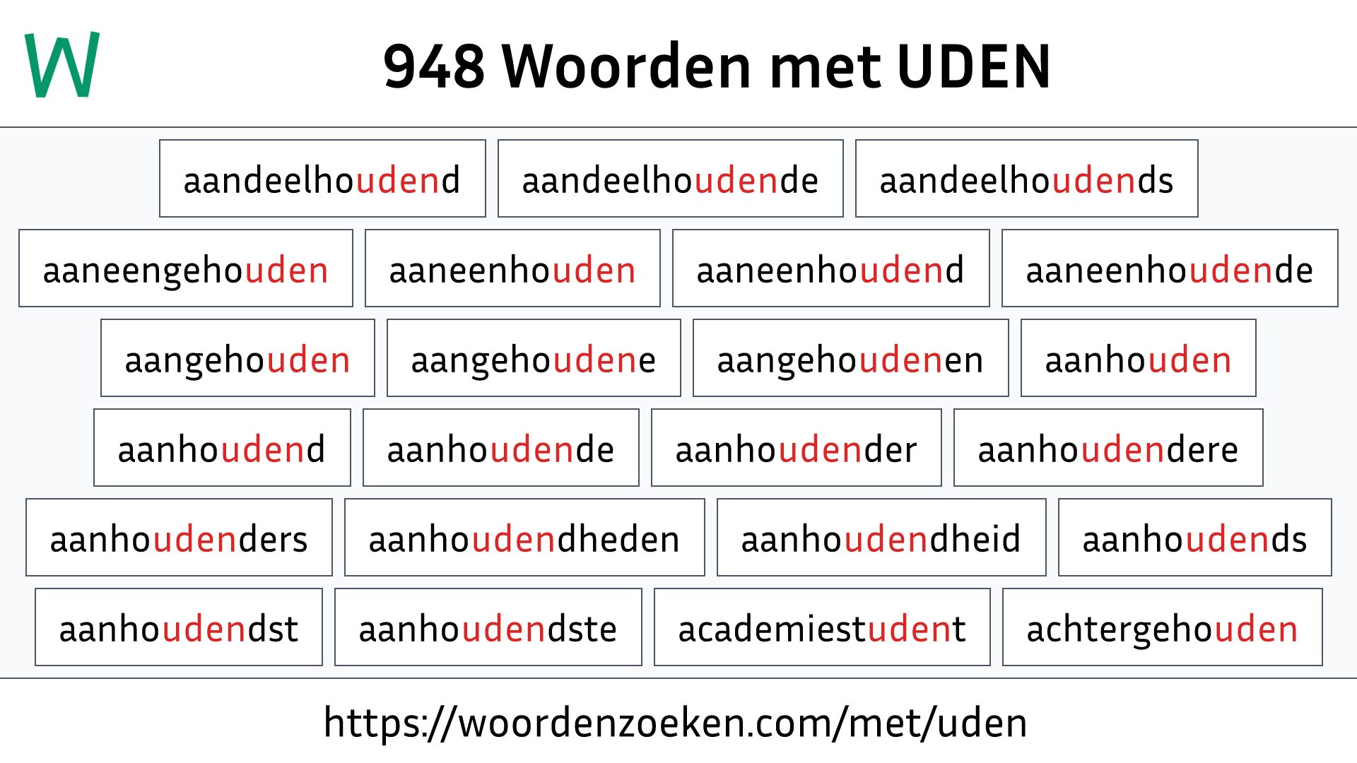 Woorden met UDEN