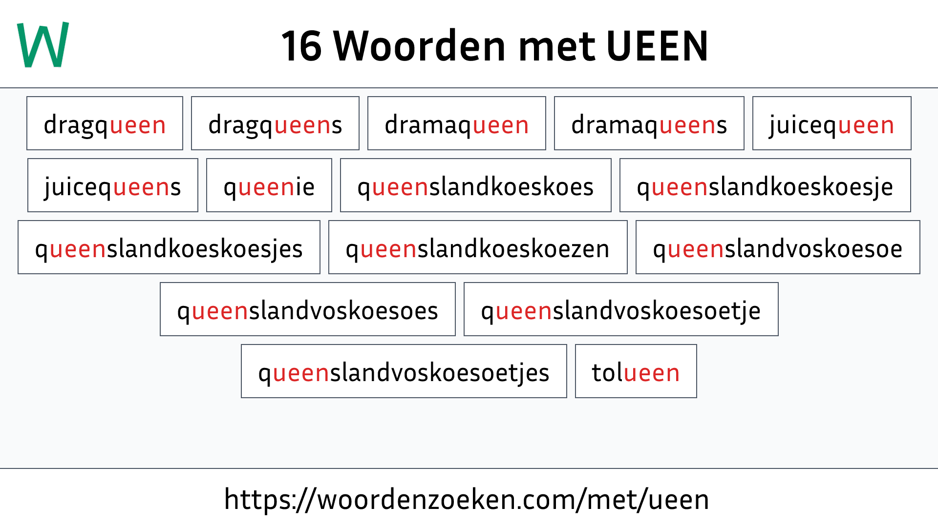Woorden met UEEN