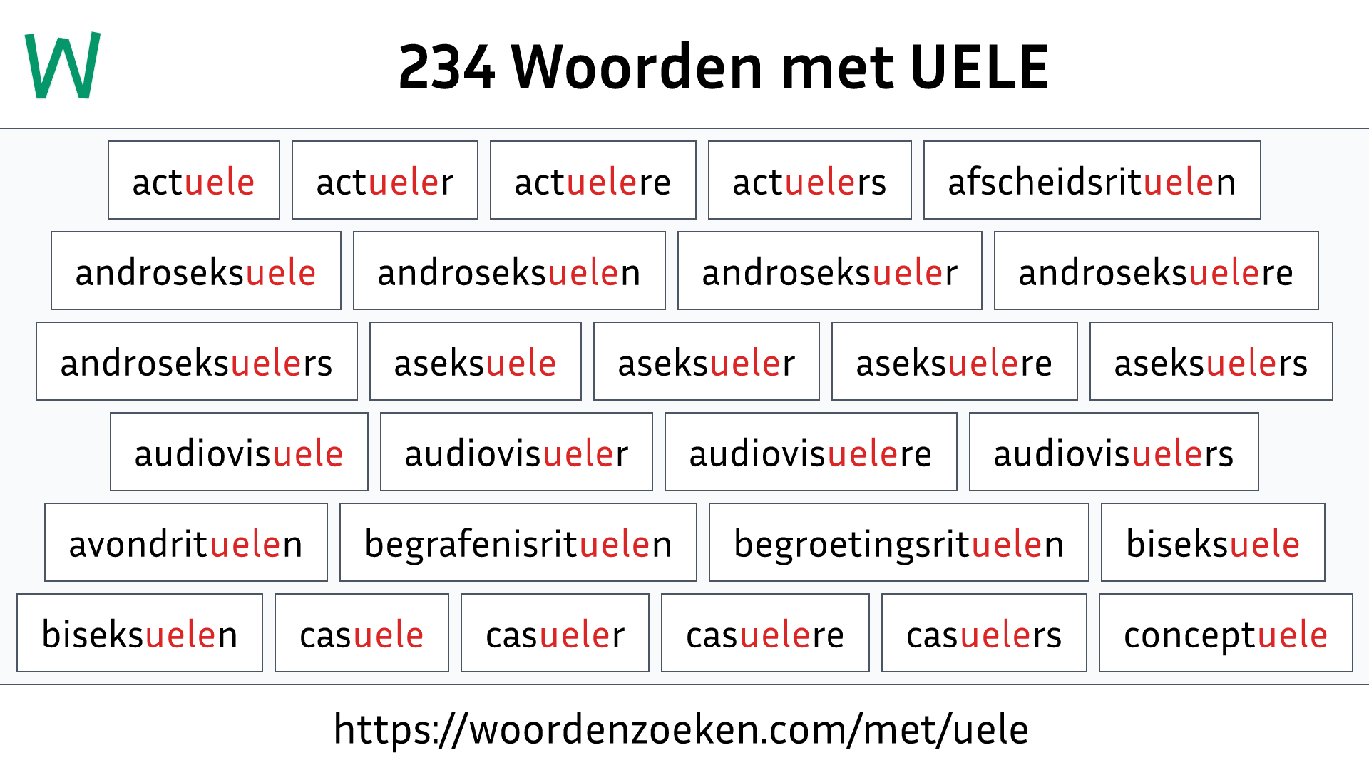 Woorden met UELE