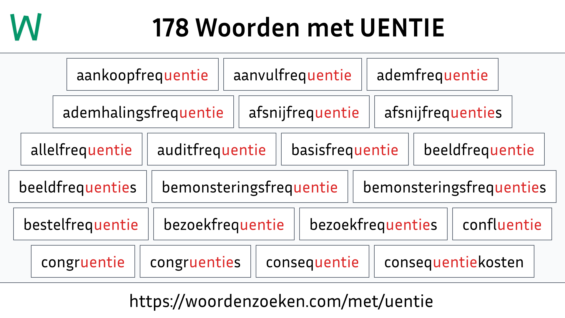 Woorden met UENTIE