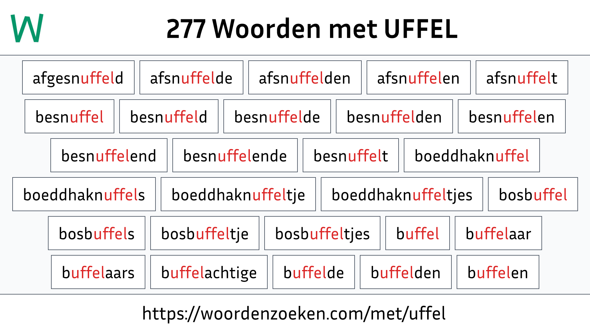 Woorden met UFFEL