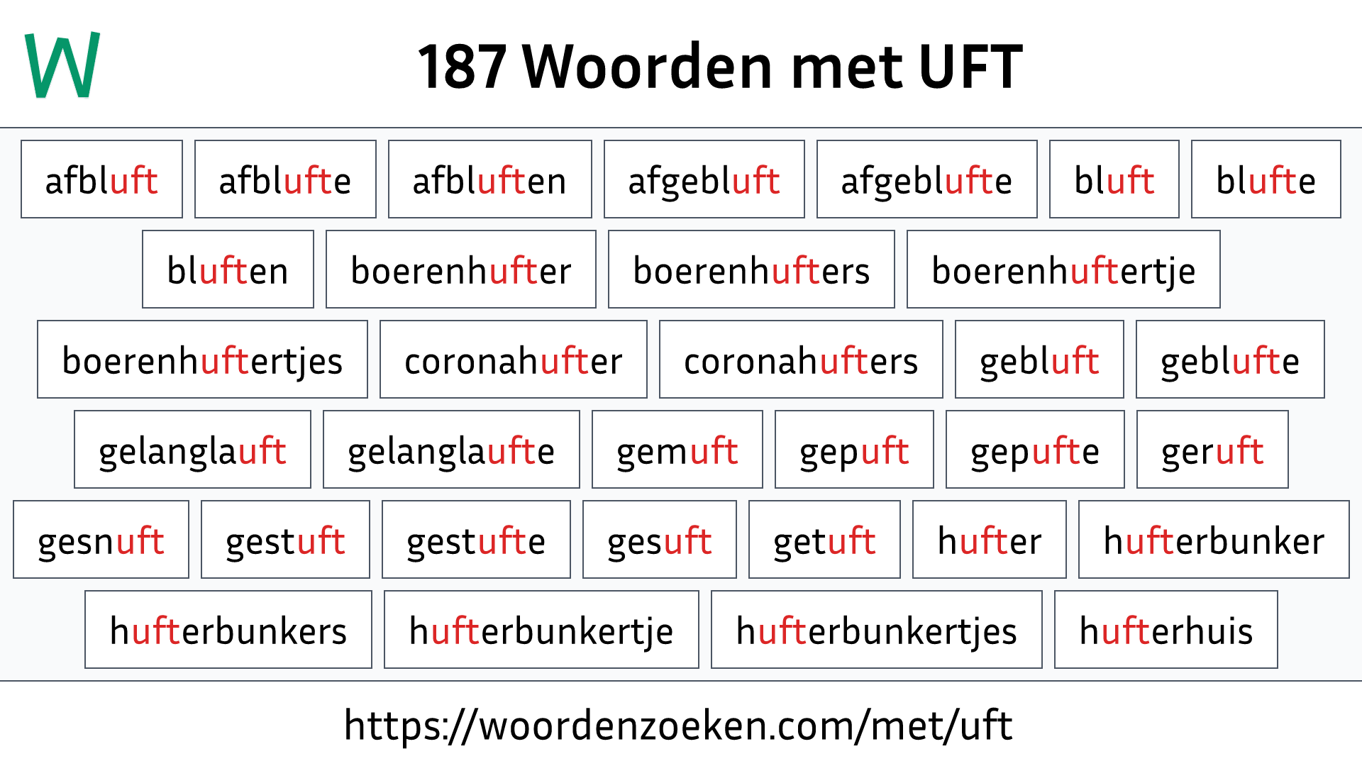 Woorden met UFT