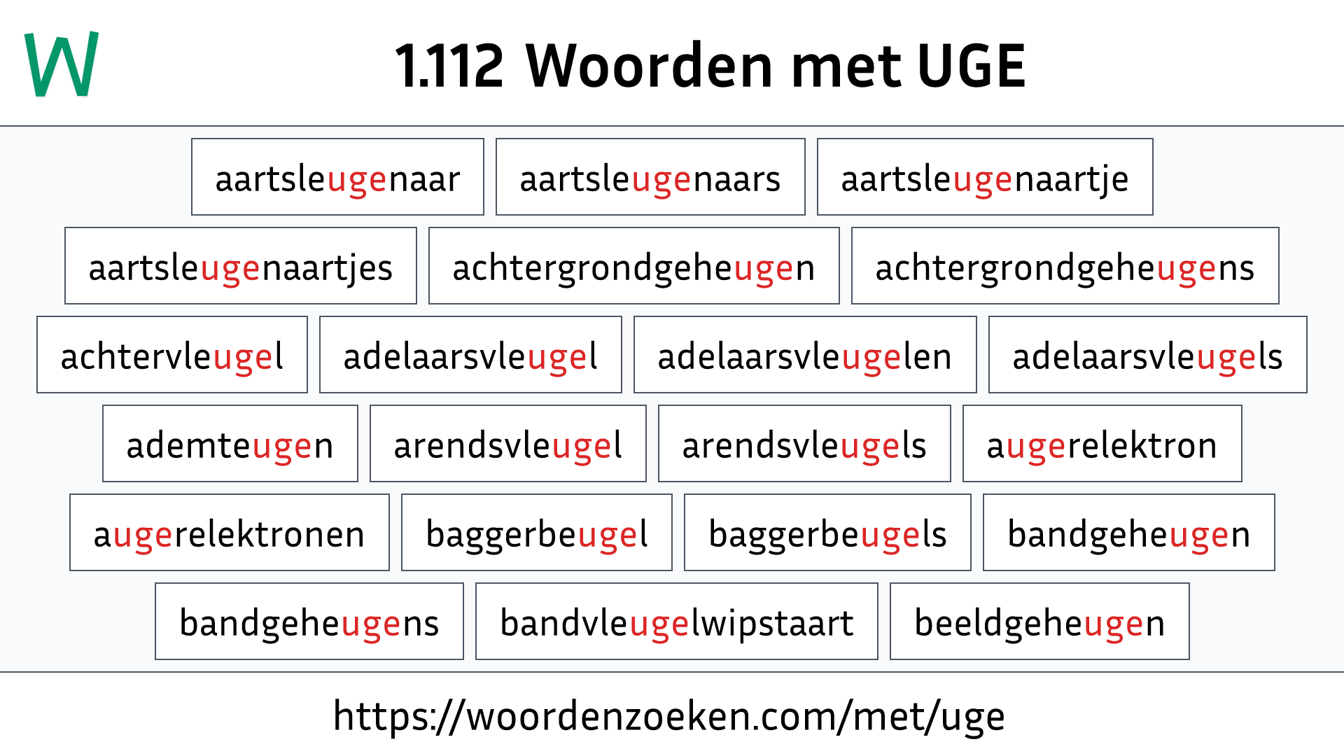 Woorden met UGE