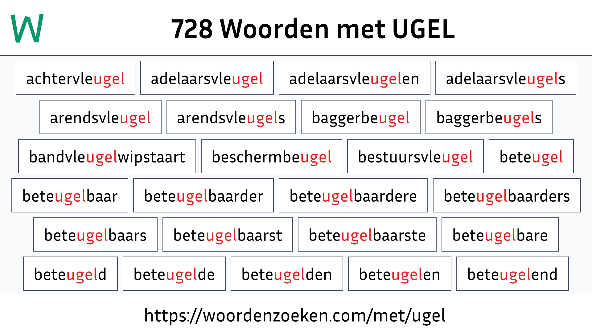 Woorden met UGEL