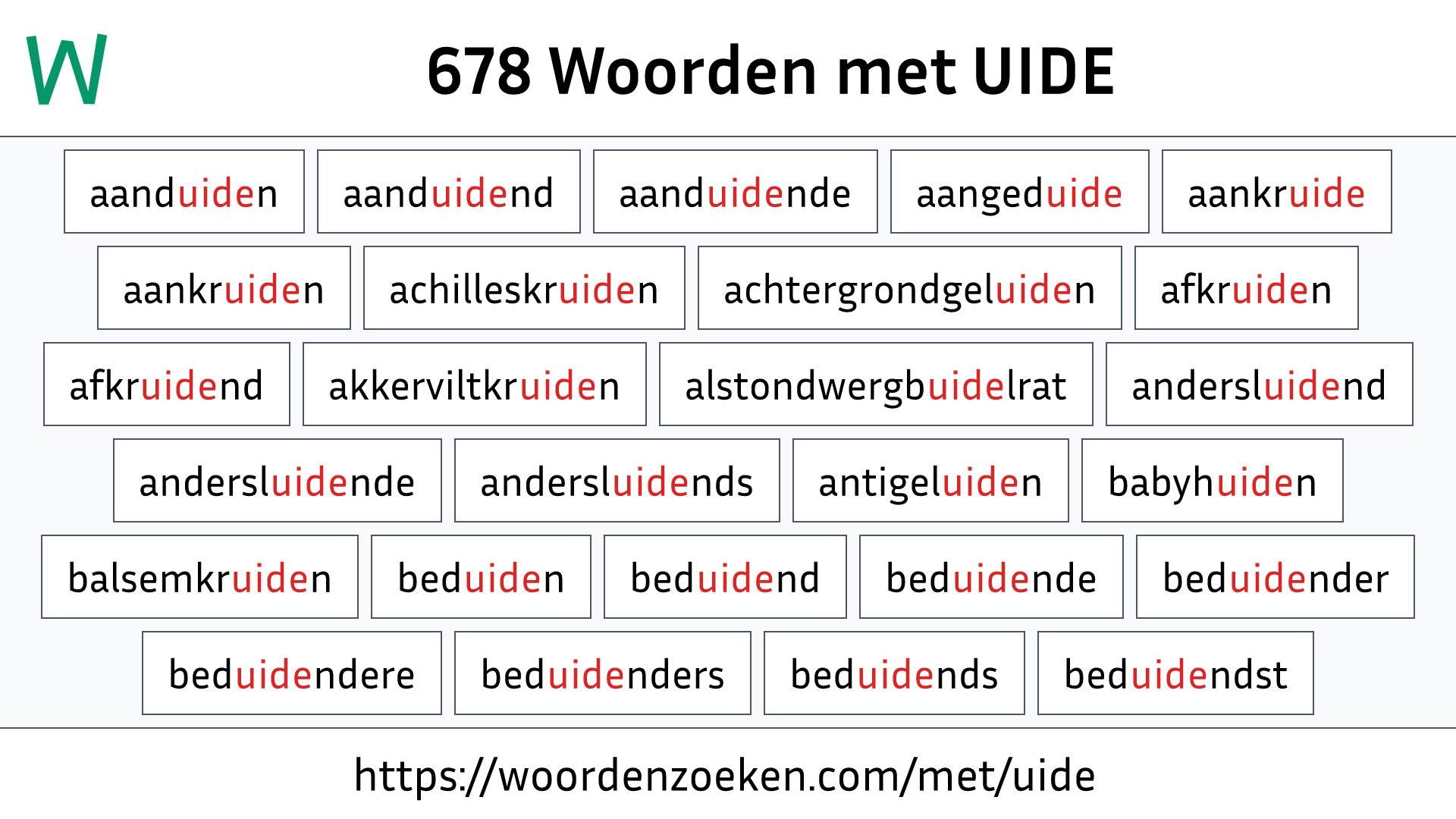 Woorden met UIDE