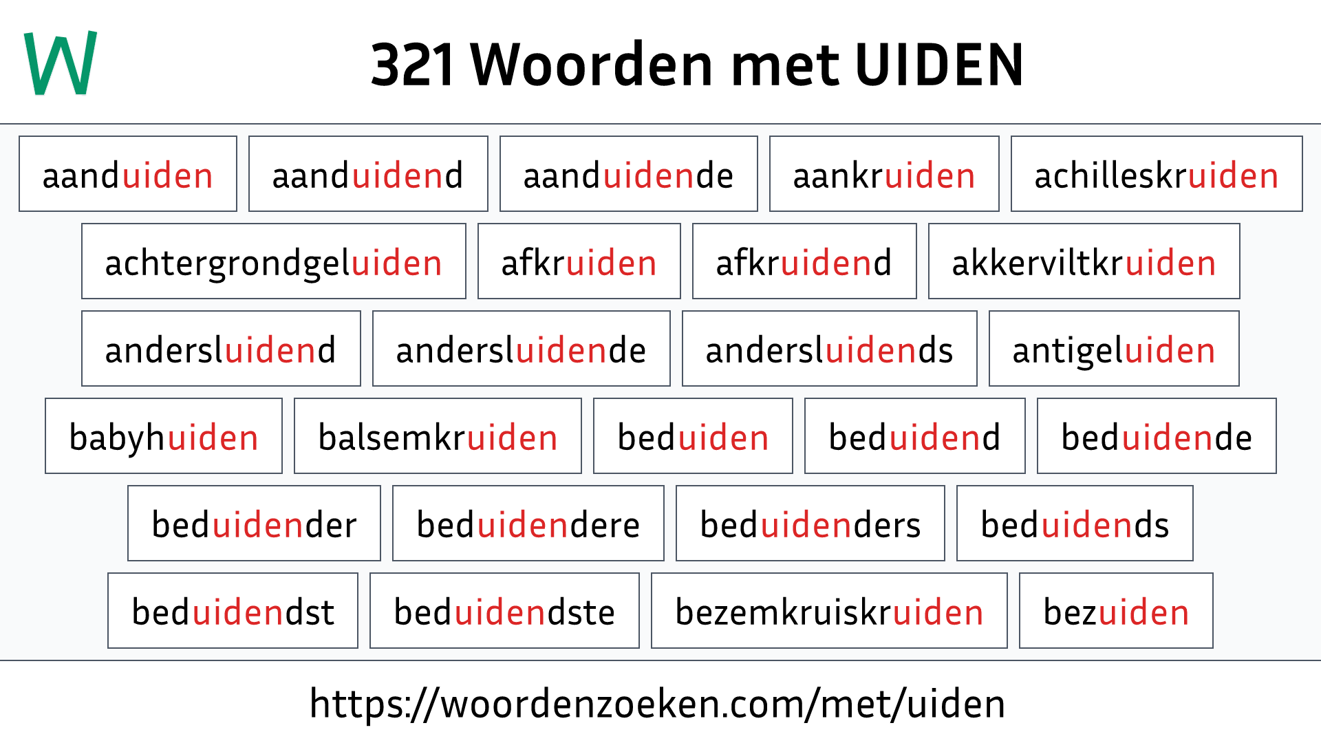 Woorden met UIDEN