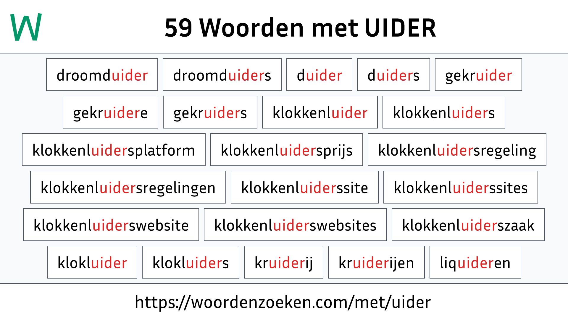 Woorden met UIDER