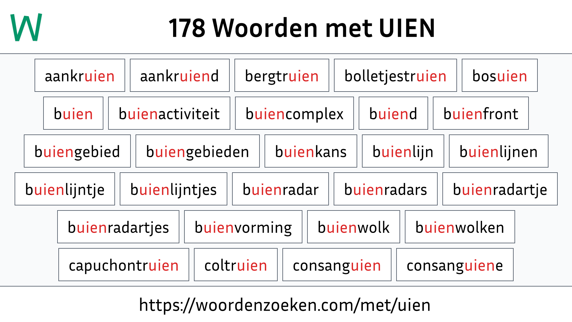 Woorden met UIEN