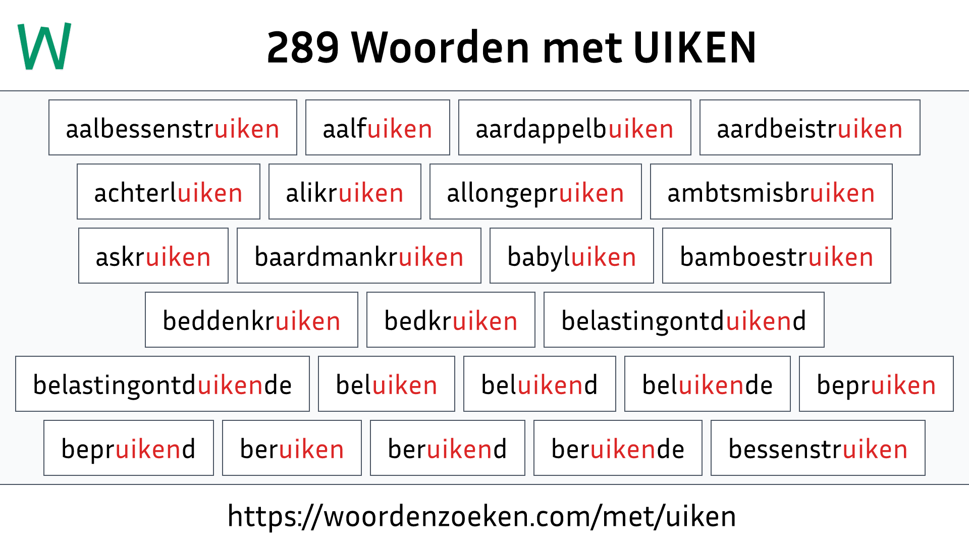 Woorden met UIKEN