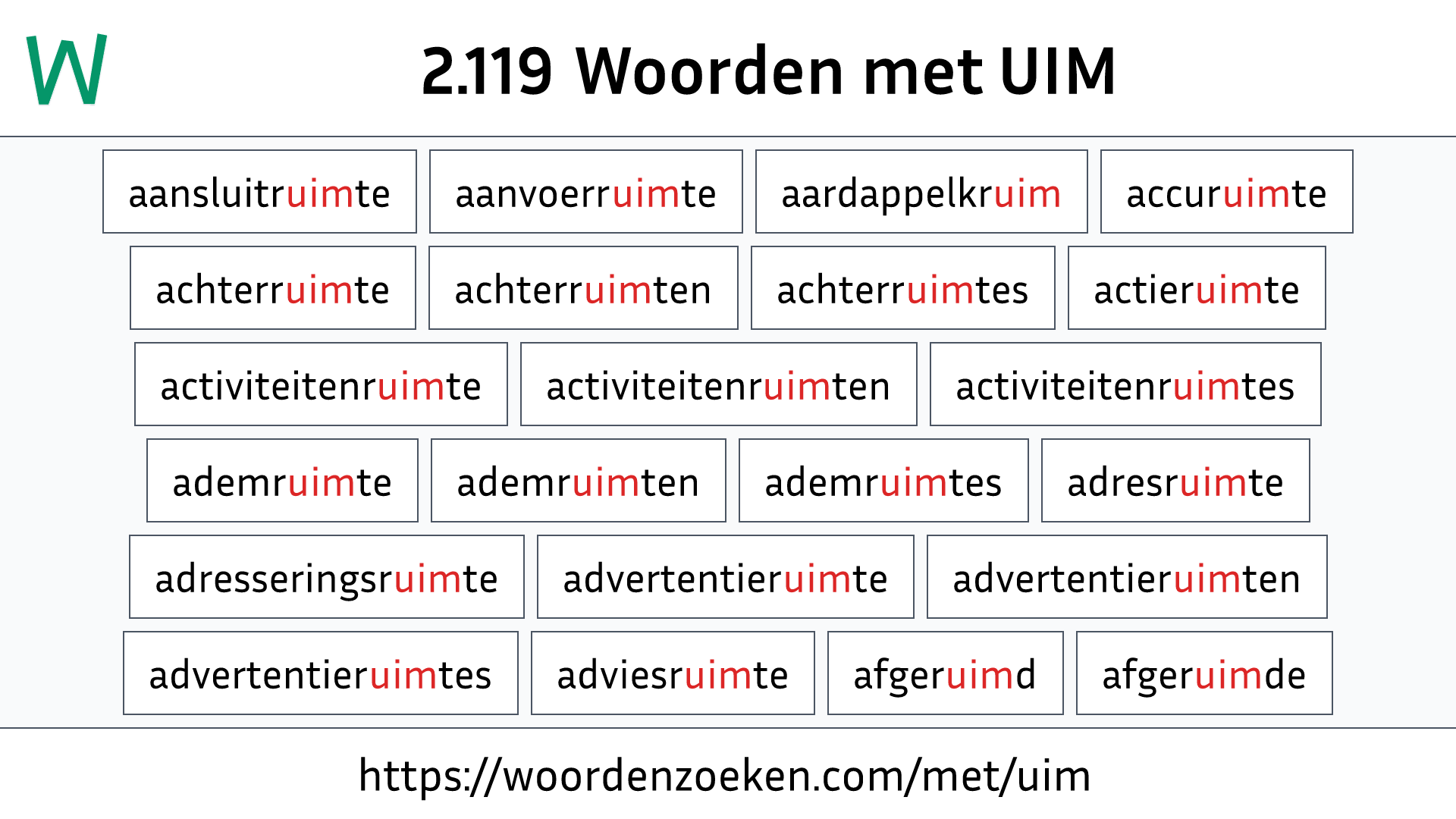 Woorden met UIM