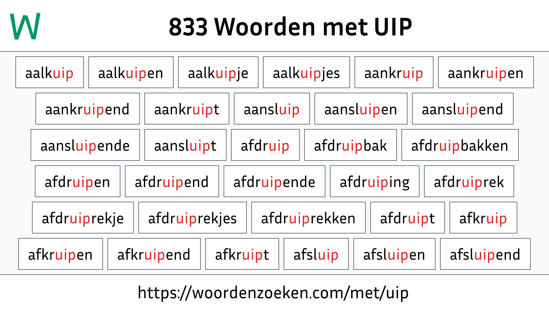 Woorden met UIP