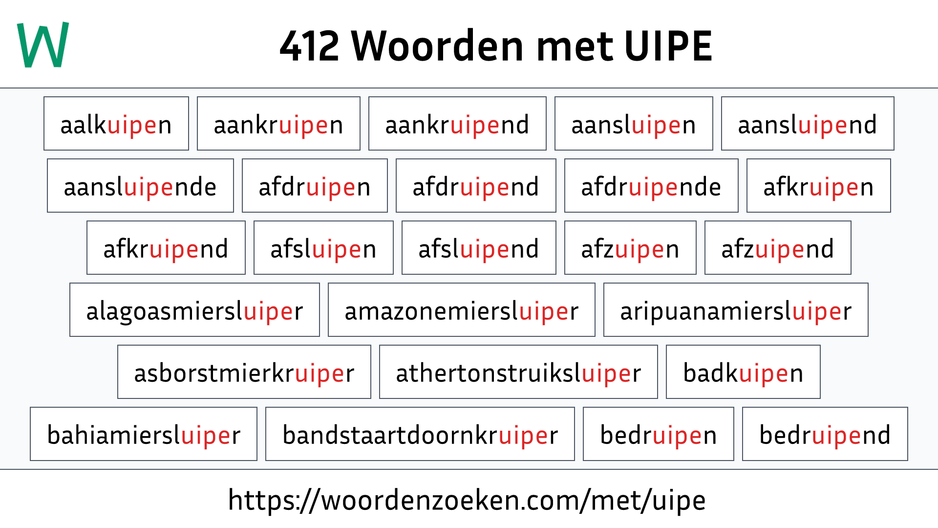 Woorden met UIPE