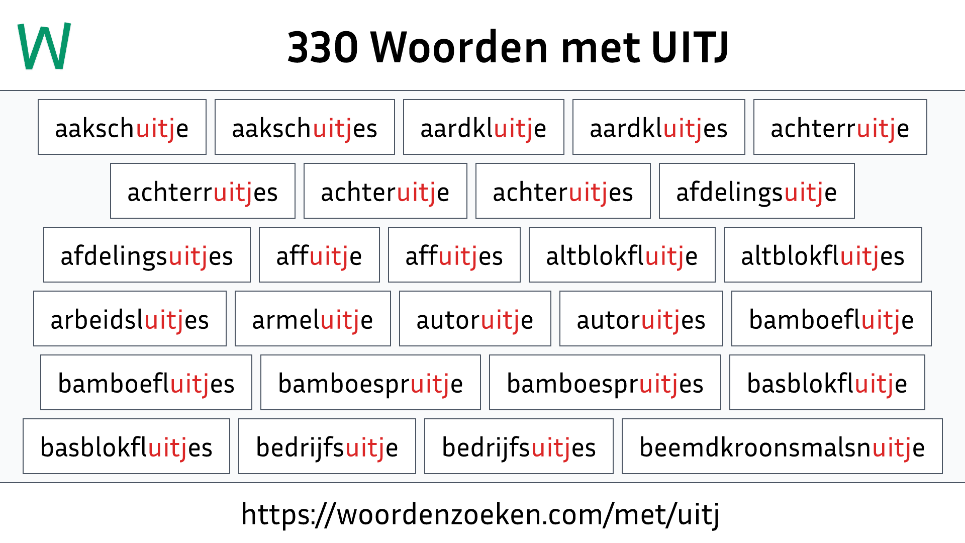 Woorden met UITJ