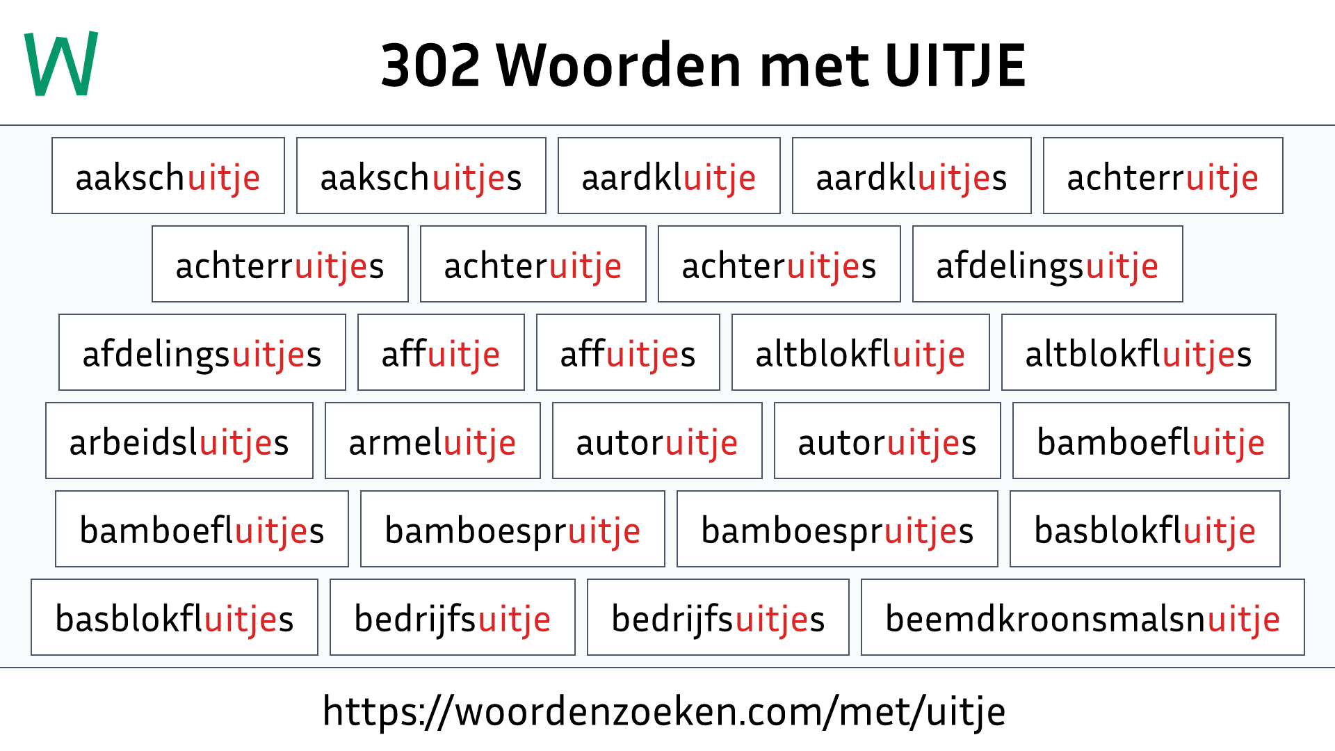 Woorden met UITJE