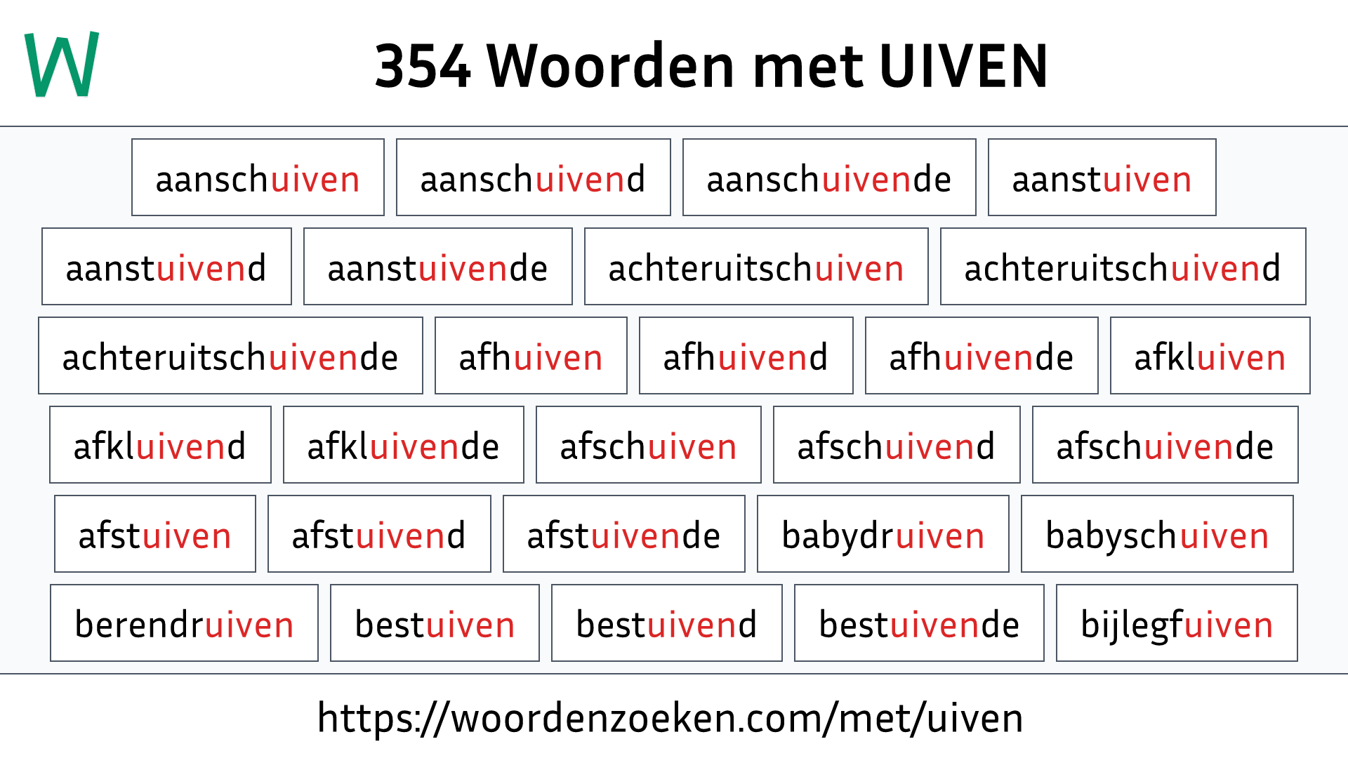 Woorden met UIVEN