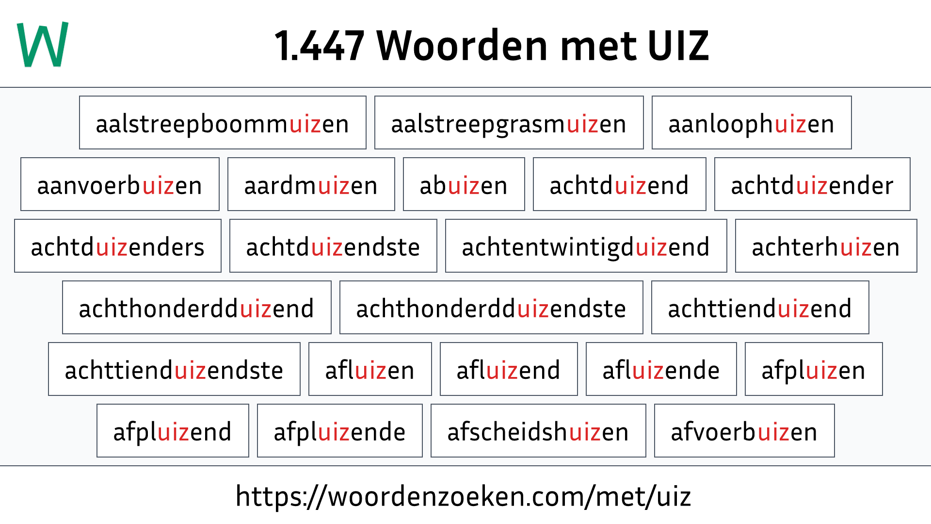 Woorden met UIZ