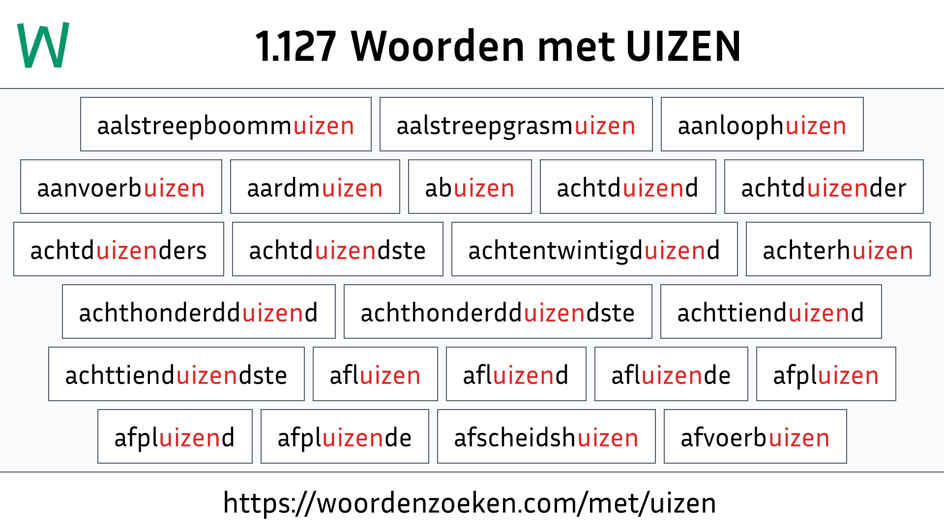 Woorden met UIZEN