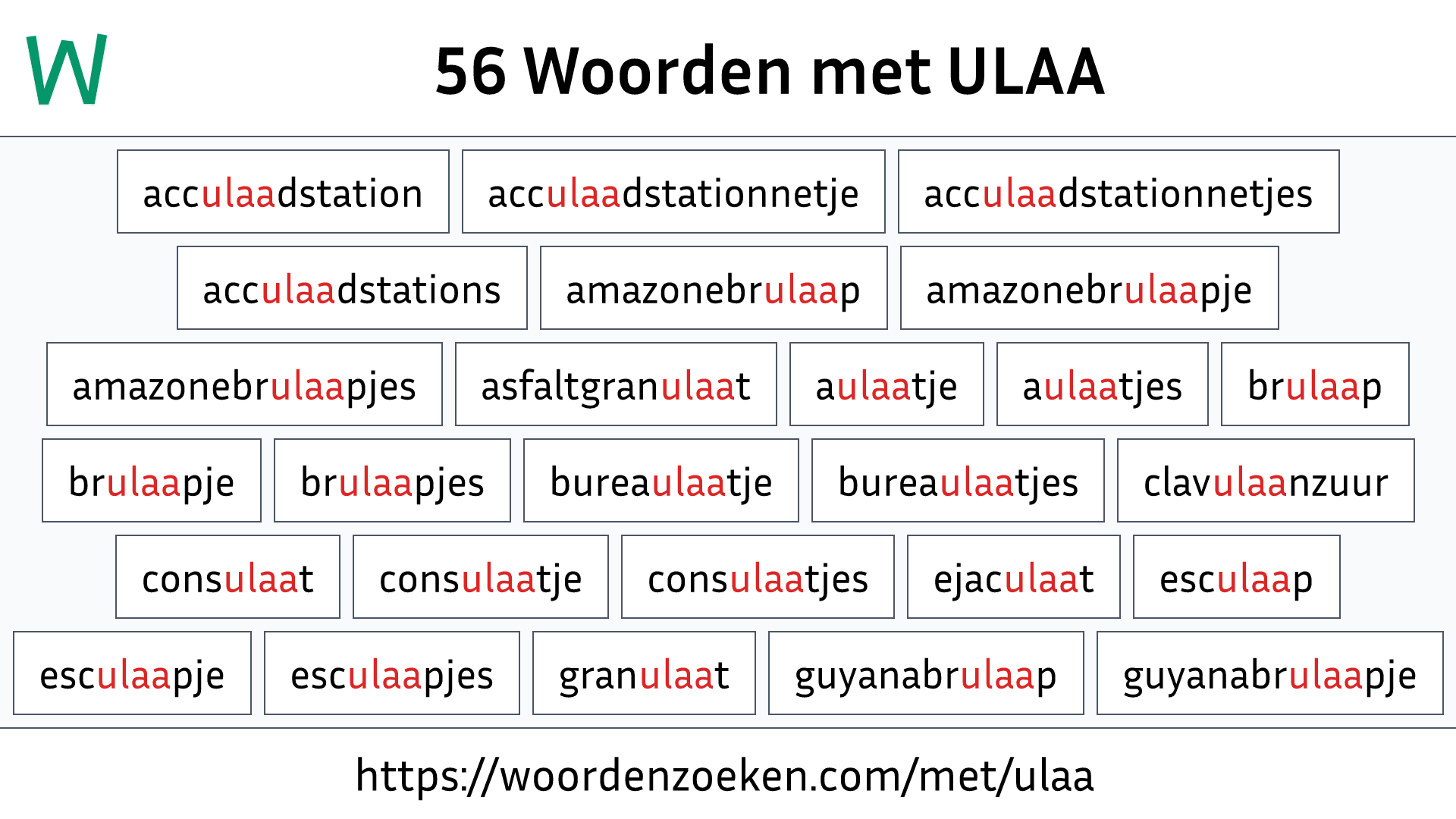 Woorden met ULAA