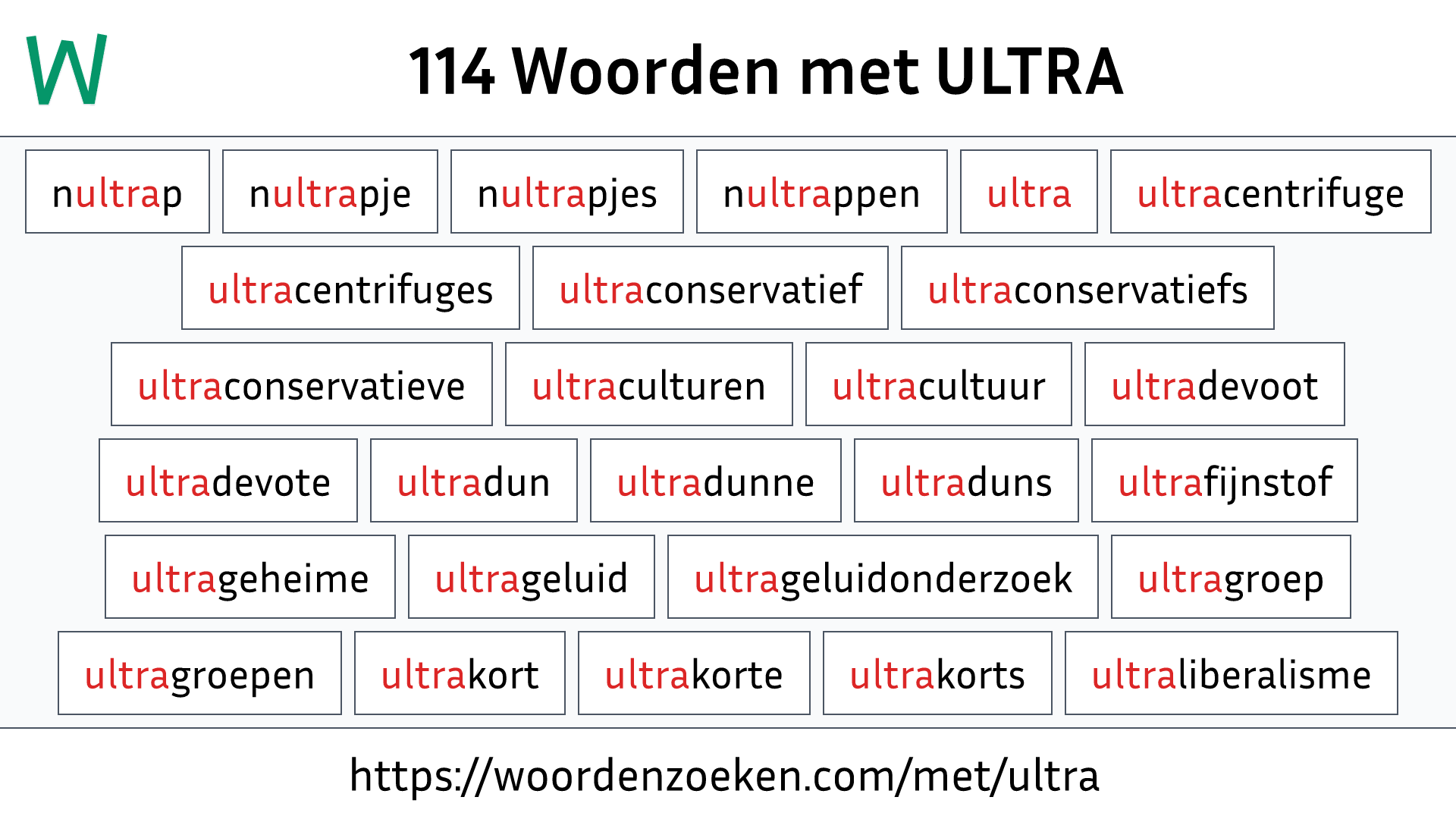 Woorden met ULTRA