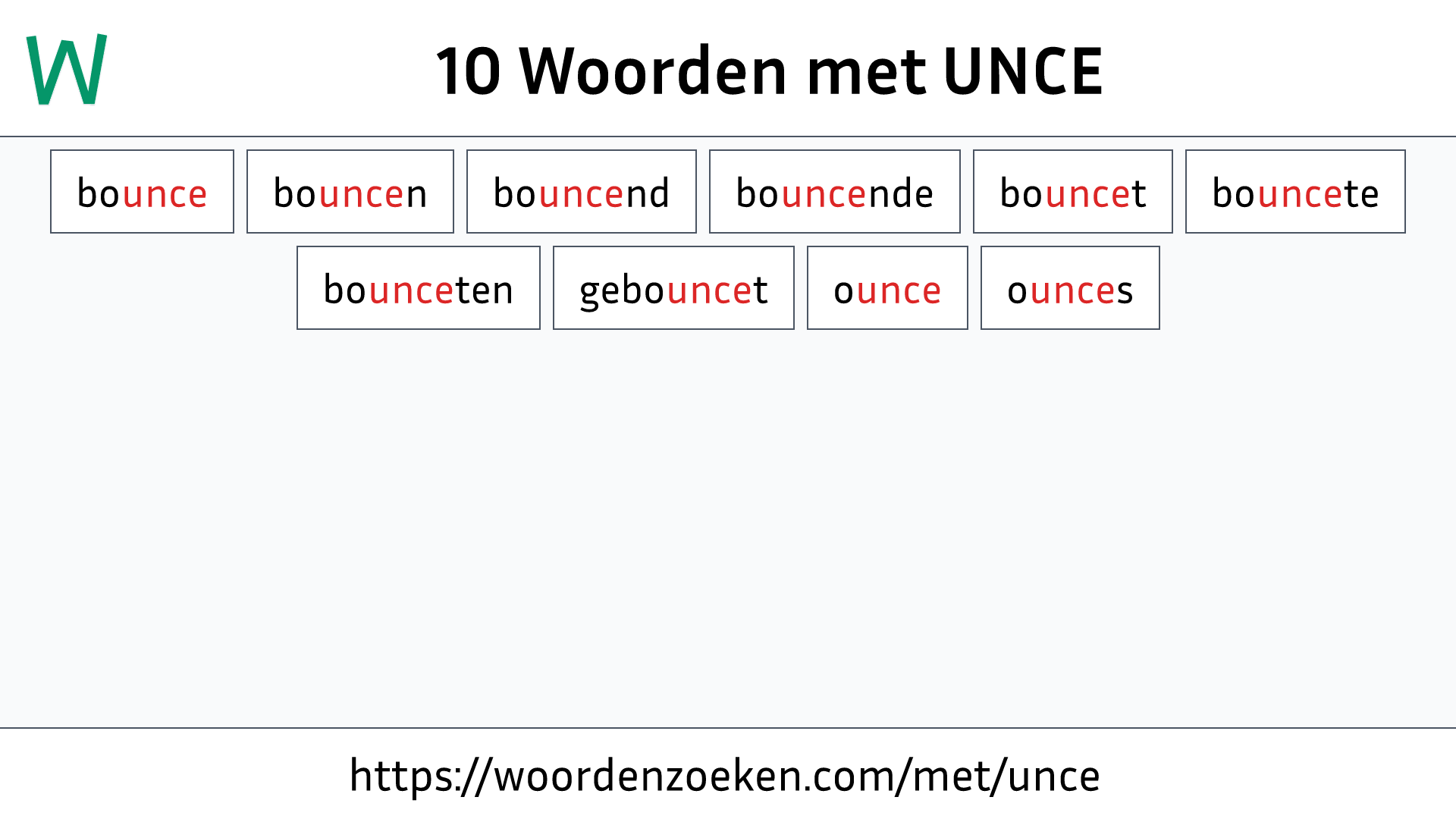 Woorden met UNCE