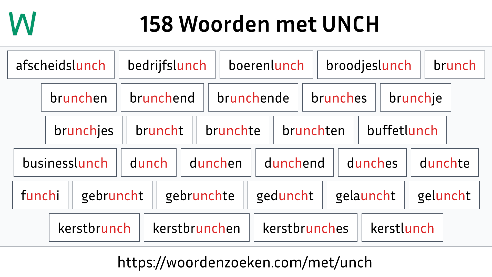 Woorden met UNCH