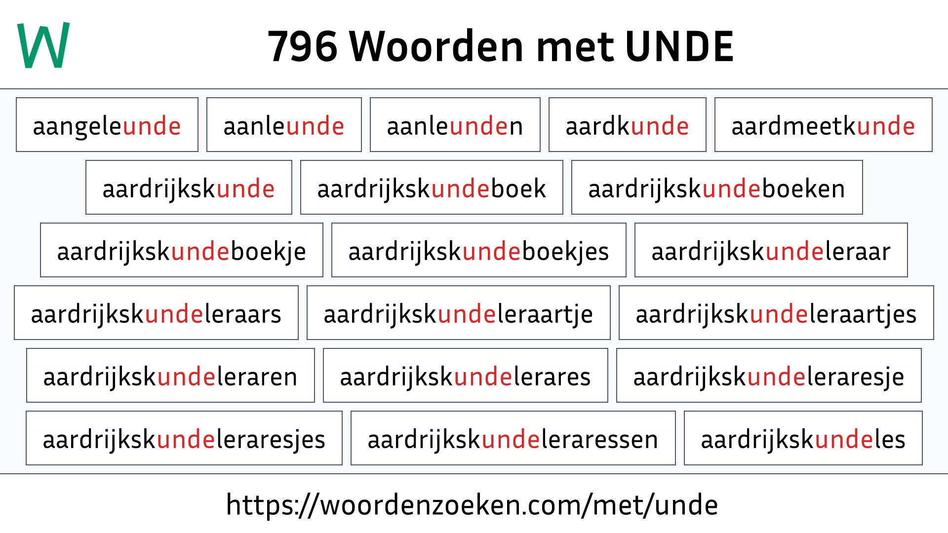 Woorden met UNDE