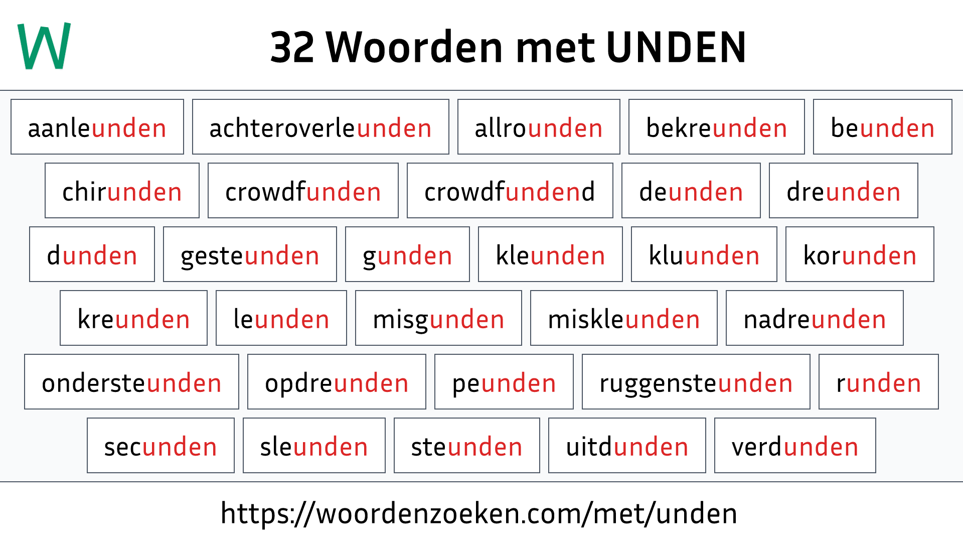 Woorden met UNDEN