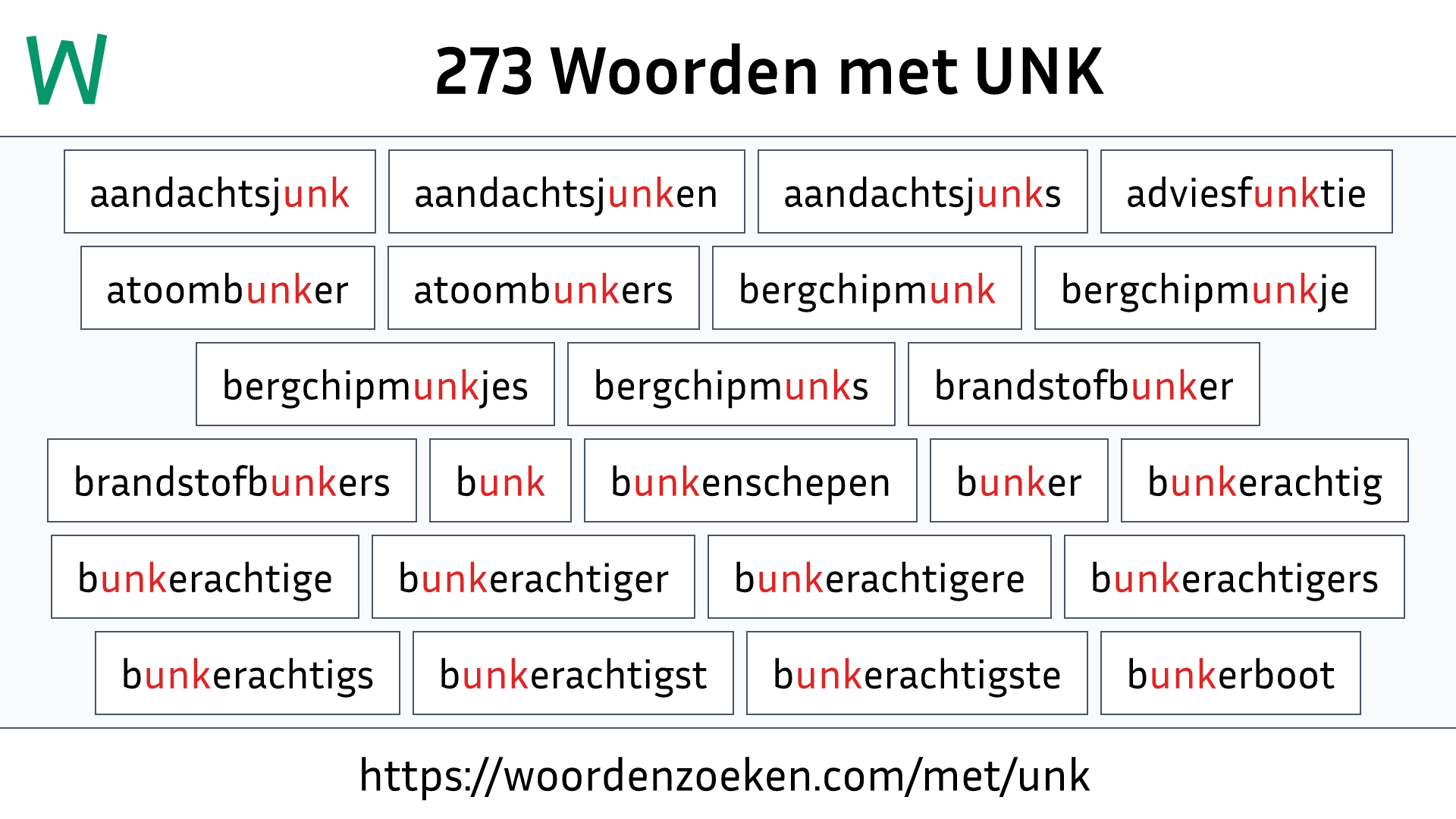 Woorden met UNK