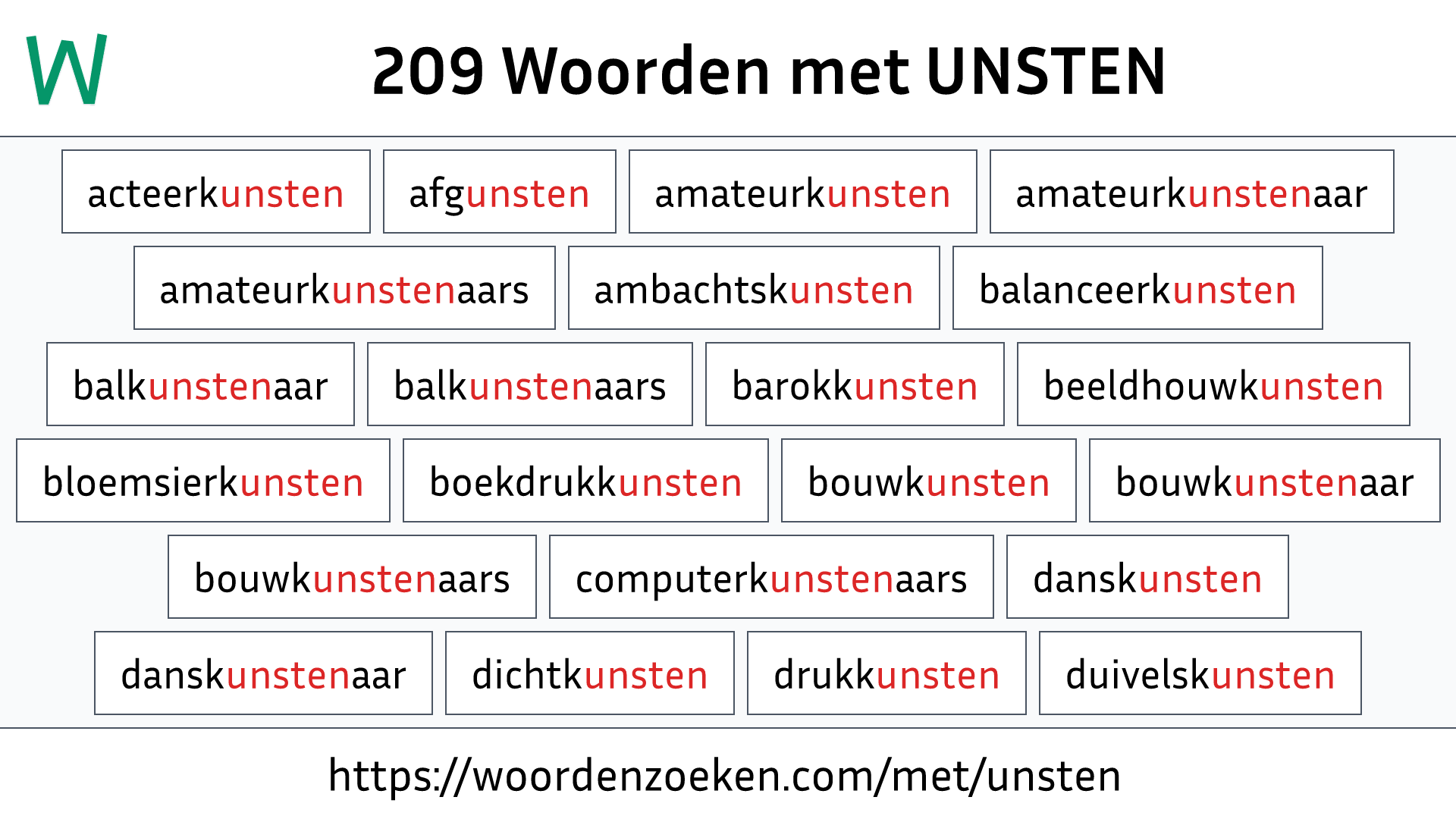 Woorden met UNSTEN