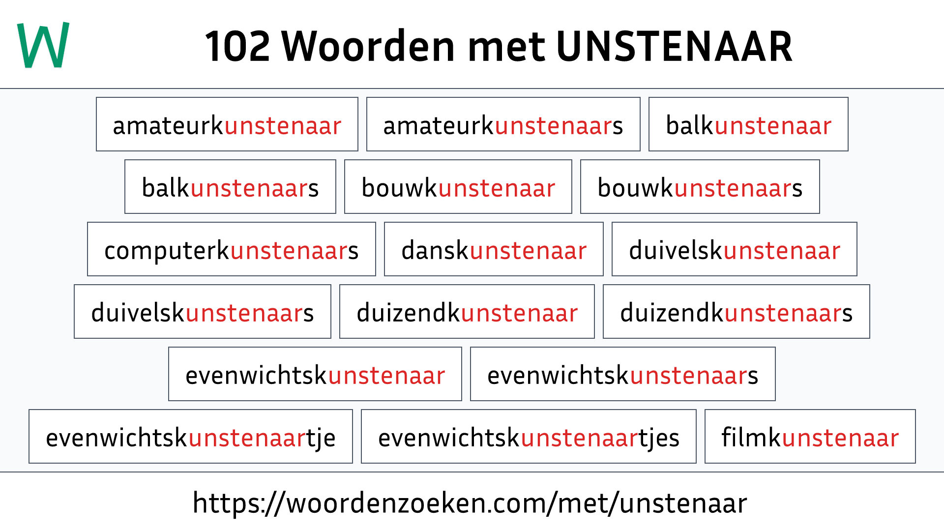 Woorden met UNSTENAAR