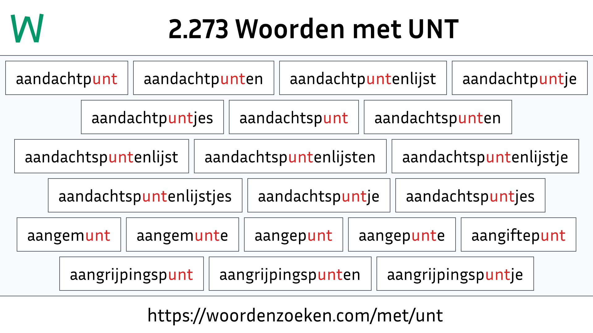 Woorden met UNT