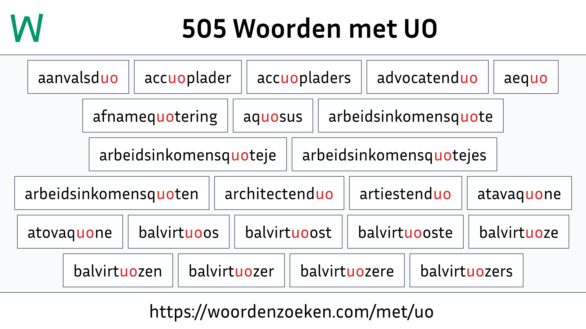 Woorden met UO