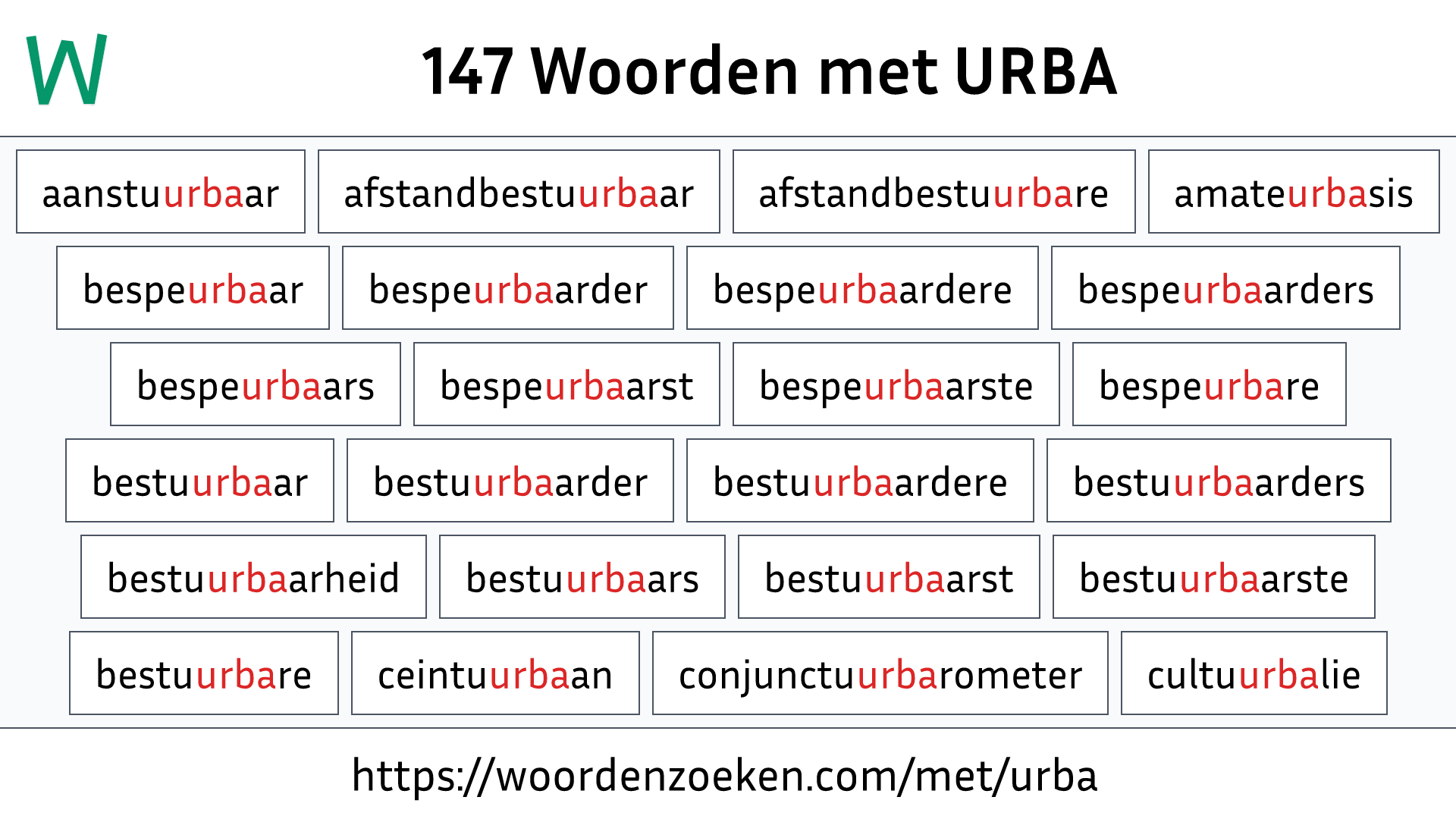 Woorden met URBA