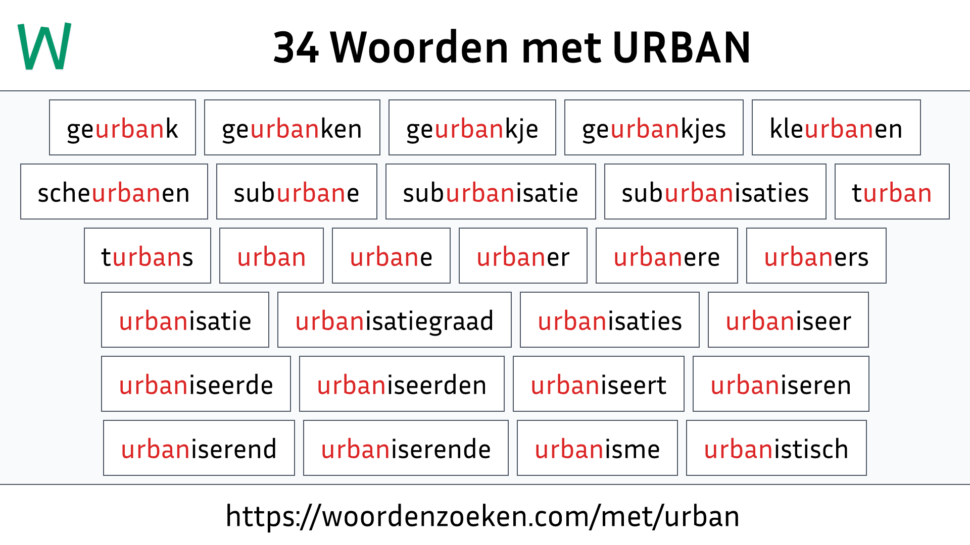 Woorden met URBAN