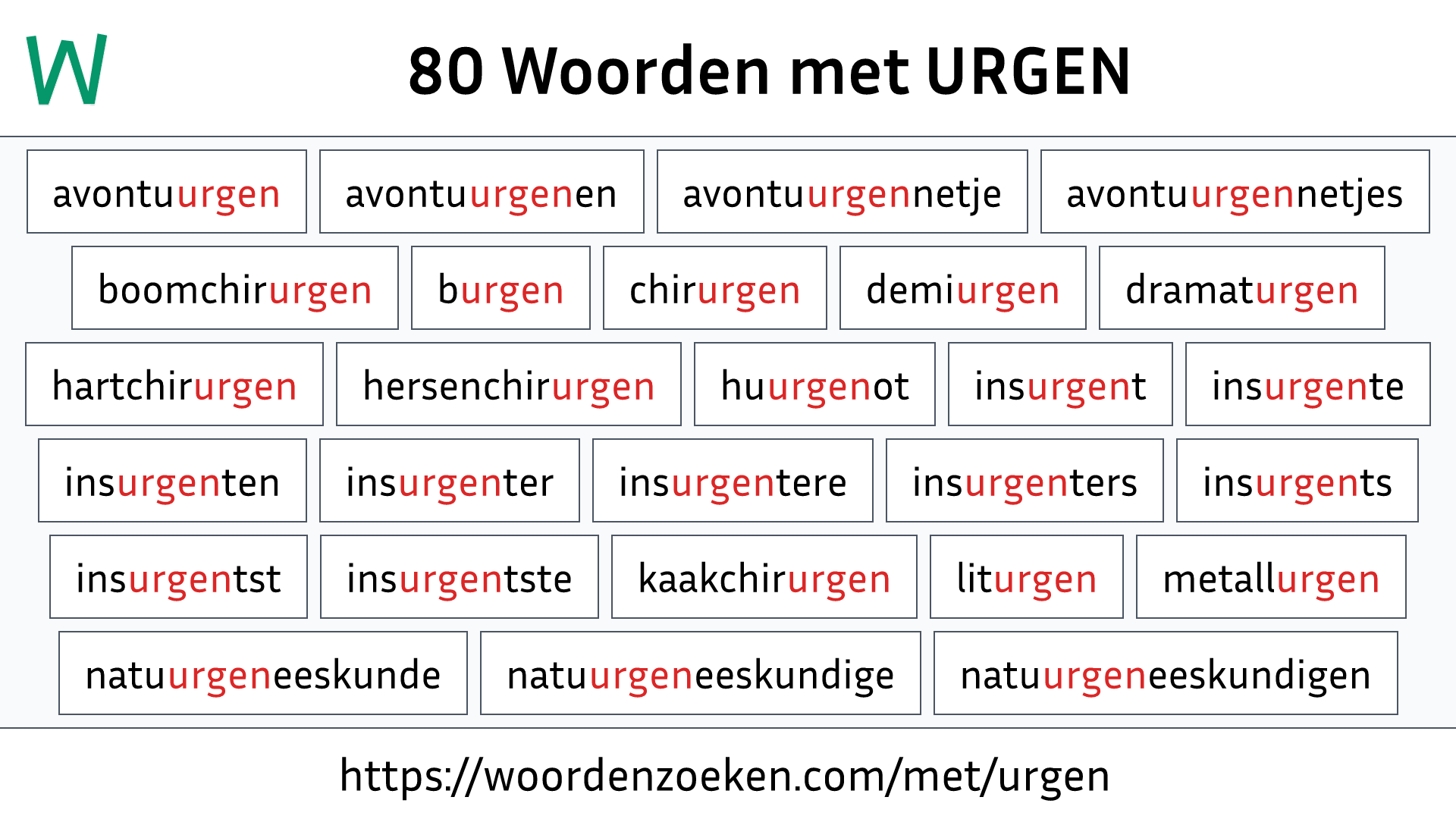 Woorden met URGEN